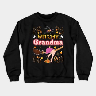 I'm He Witchy Grandma Witch Broom Halloween Pumpkin Family Crewneck Sweatshirt